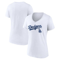 Los Angeles Dodgers Women's Team Lockup V-Neck T-Shirt - MLB T-shirts