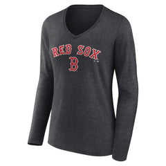 Boston Red Sox Women's Team Lockup Long Sleeve V-Neck T-Shirt - MLB T-shirts