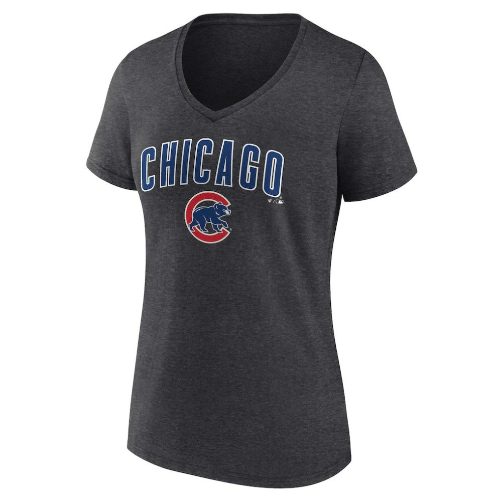 Chicago Cubs Women's Team Lockup V-Neck T-Shirt - MLB T-shirts