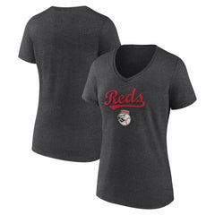 Cincinnati Reds Women's Team Lockup V-Neck T-Shirt - MLB T-shirts