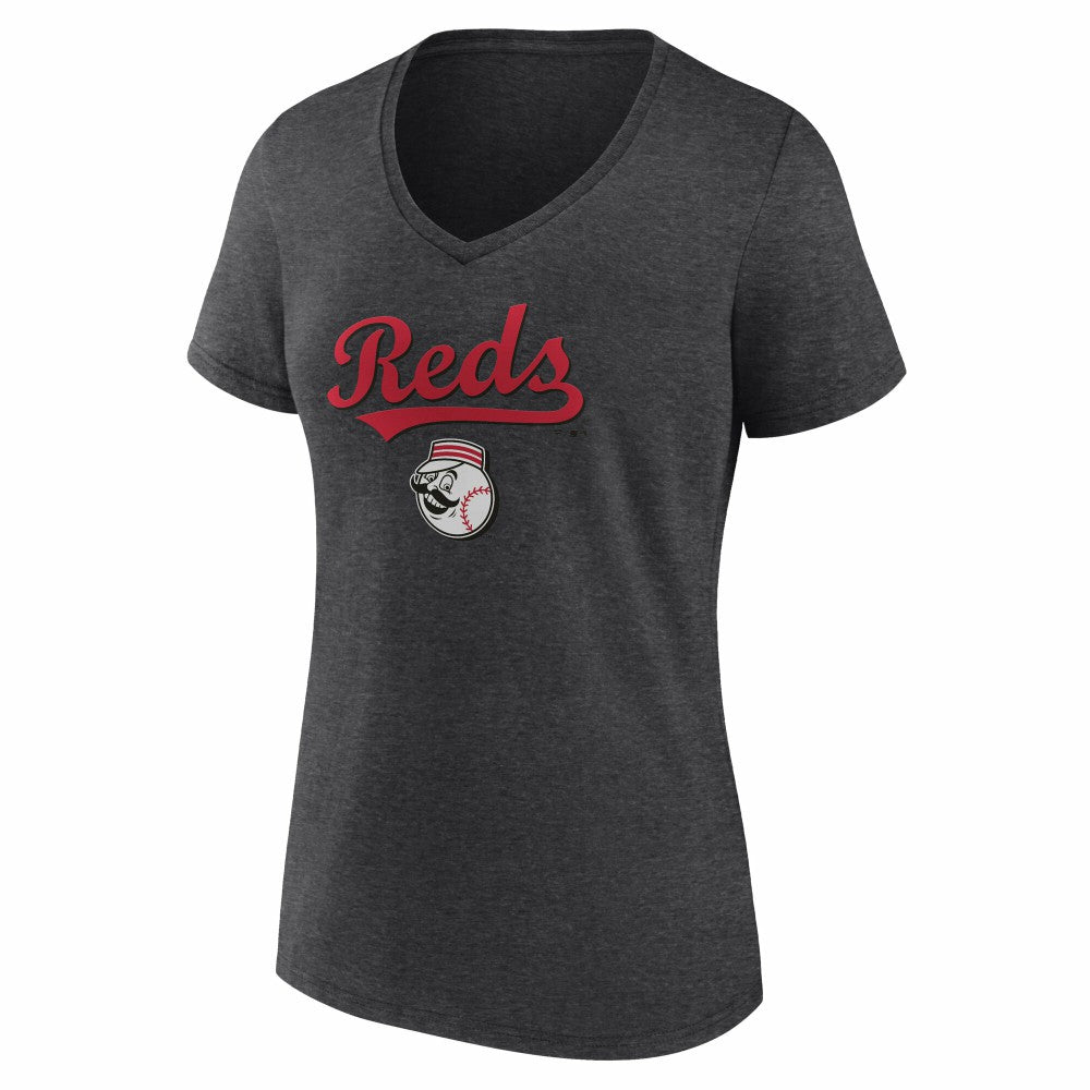 Cincinnati Reds Women's Team Lockup V-Neck T-Shirt - MLB T-shirts