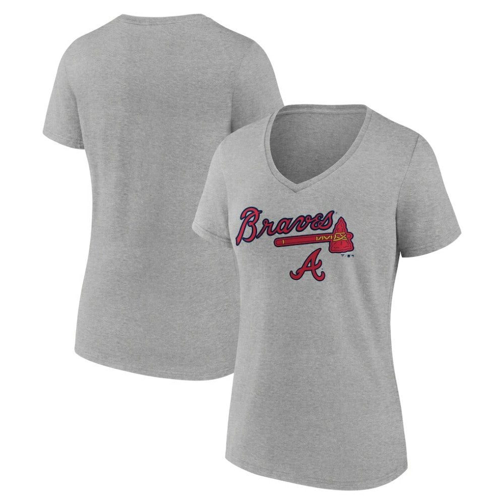 Atlanta Braves Women's Team Lockup V-Neck T-Shirt - MLB T-shirts