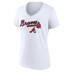 Atlanta Braves Women's Team Lockup V-Neck T-Shirt - MLB T-shirts