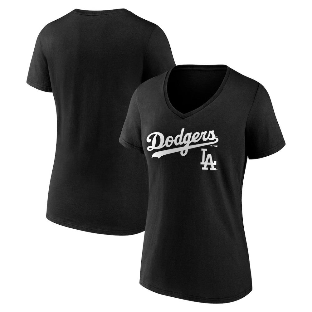Los Angeles Dodgers Women's Team Lockup V-Neck T-Shirt - MLB T-shirts