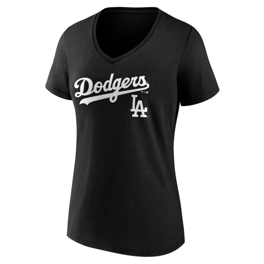 Los Angeles Dodgers Women's Team Lockup V-Neck T-Shirt - MLB T-shirts