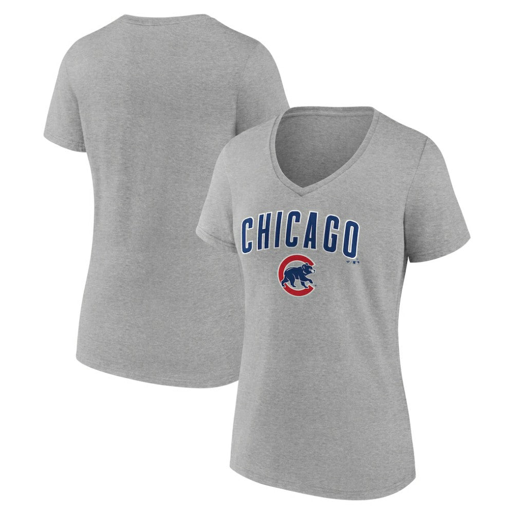 Chicago Cubs Women's Team Lockup V-Neck T-Shirt - MLB T-shirts