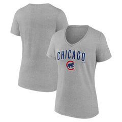 Chicago Cubs Women's Team Lockup V-Neck T-Shirt - MLB T-shirts