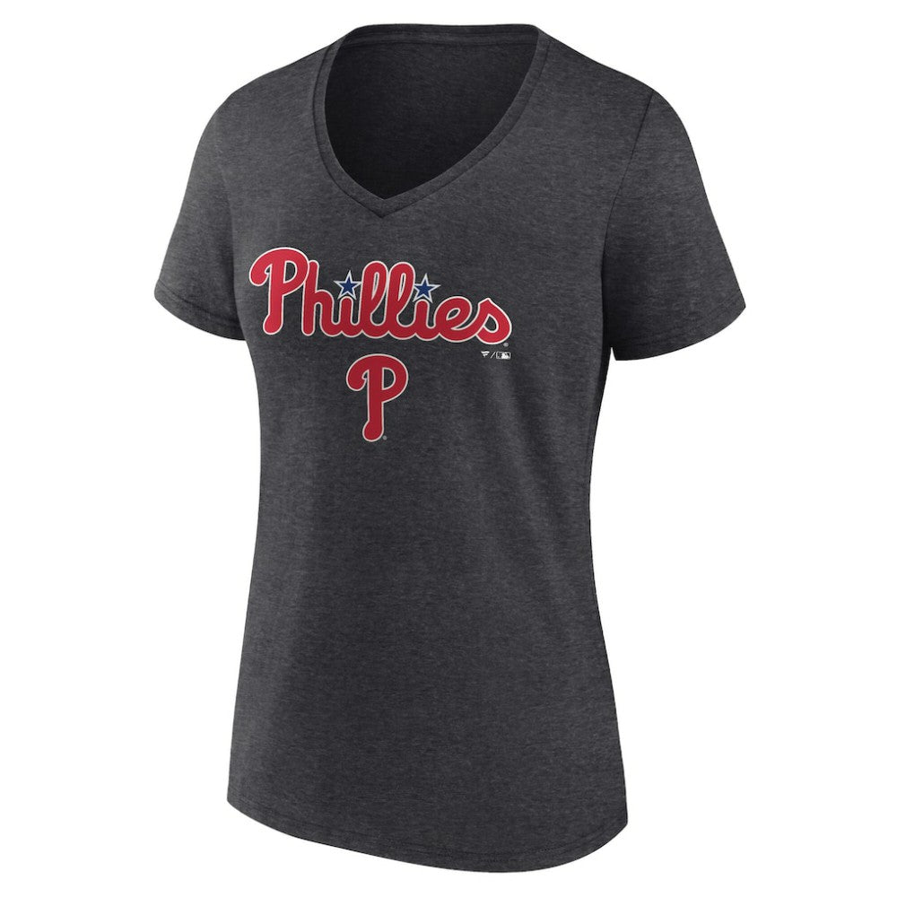 Philadelphia Phillies Women's Team Lockup V-Neck T-Shirt - MLB T-shirts