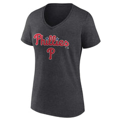 Philadelphia Phillies Women's Team Lockup V-Neck T-Shirt - MLB T-shirts