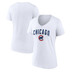 Chicago Cubs Women's Team Lockup V-Neck T-Shirt - MLB T-shirts
