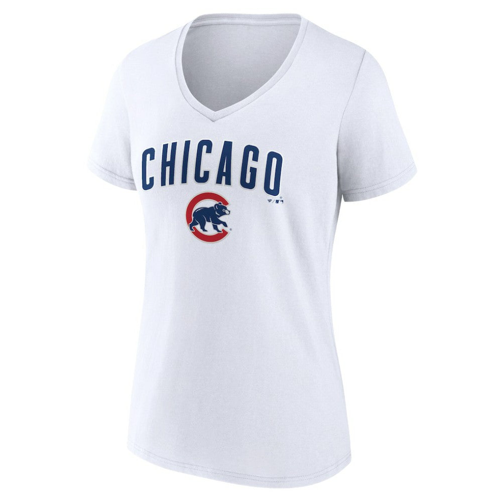 Chicago Cubs Women's Team Lockup V-Neck T-Shirt - MLB T-shirts