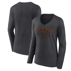 San Francisco Giants Women's Team Lockup Long Sleeve V-Neck T-Shirt - MLB T-shirts