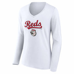 Cincinnati Reds Women's Team Lockup Long Sleeve V-Neck T-Shirt - MLB T-shirts