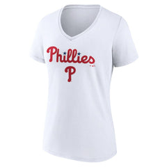 Philadelphia Phillies Women's Team Lockup V-Neck T-Shirt - MLB T-shirts