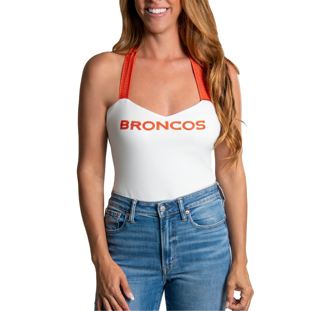 Denver Broncos Cuce Women's Rhinestone Semi-Cropped Halter Tank | NFL US