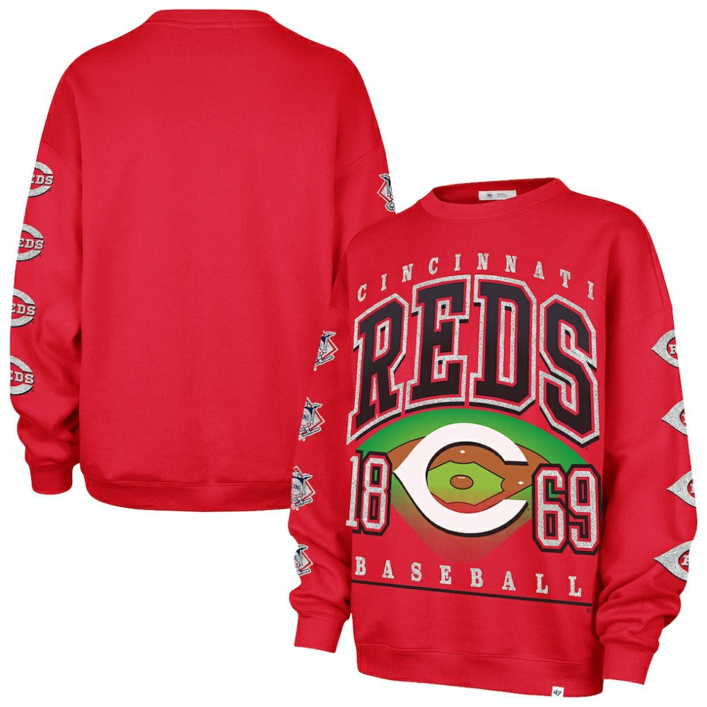 Cincinnati Reds '47 Women's Trendy Team Go Big Oversized Sweatshirt - MLB Sweatshirts