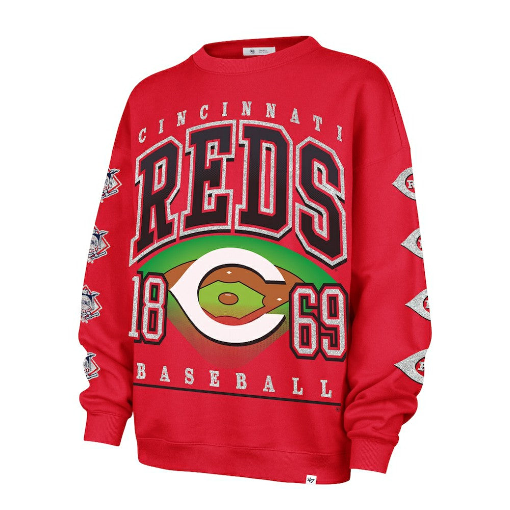 Cincinnati Reds '47 Women's Trendy Team Go Big Oversized Sweatshirt - MLB Sweatshirts