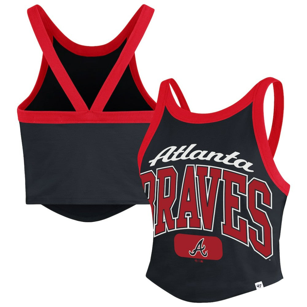 Atlanta Braves '47 Women's Trendy Team Rally Sporty Cropped Racerback Tank Top - MLB Tanks