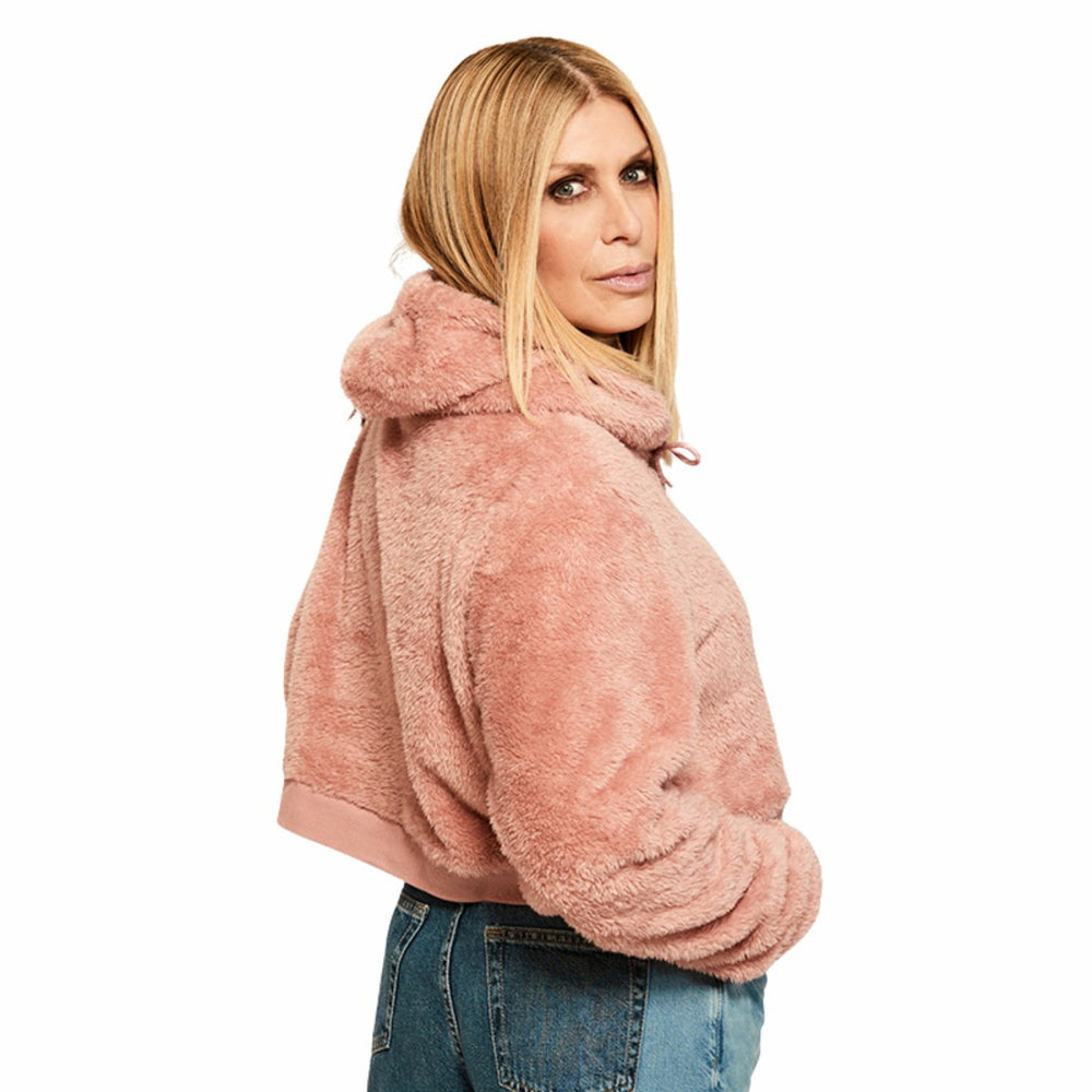 Detroit Lions Jill Martin Women's Tonal Sherpa Cropped Hoodie | NFL Outlet