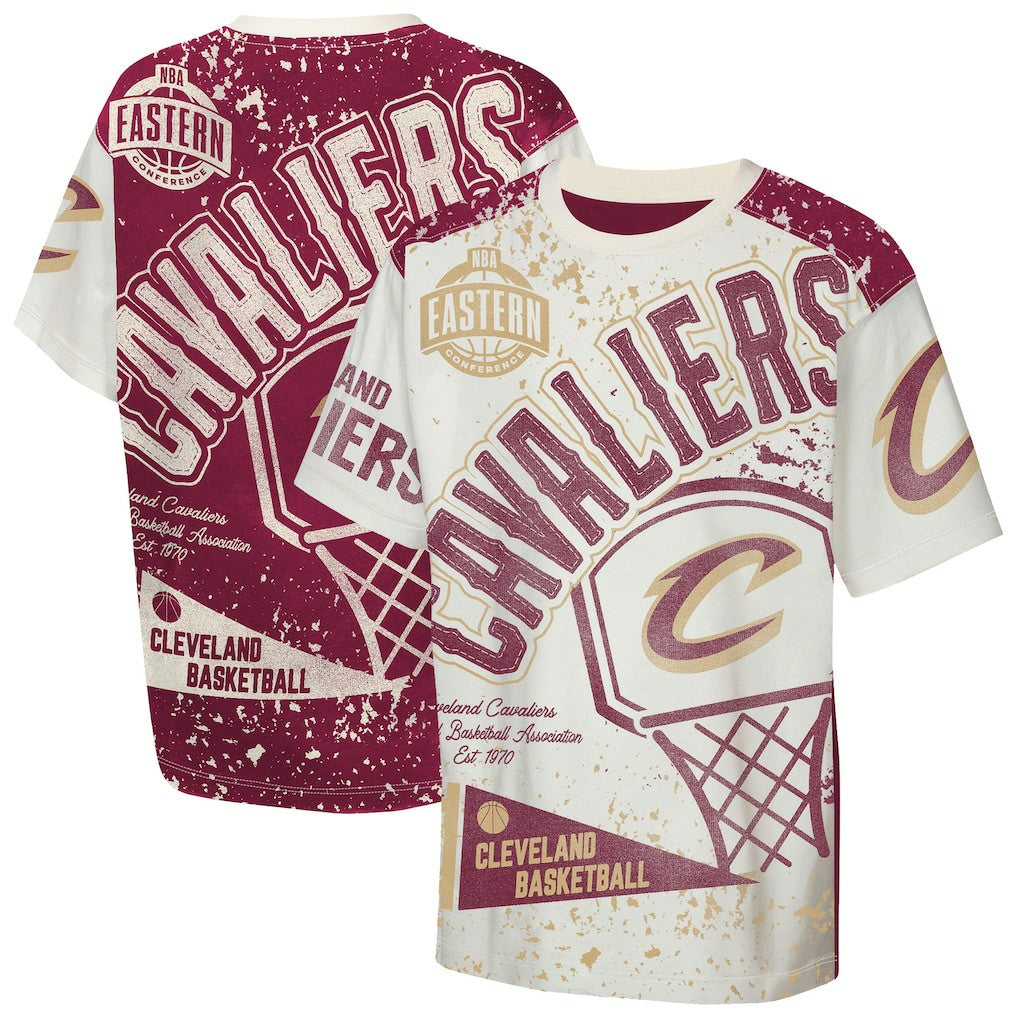 Cream Cleveland Cavaliers Outerstuff Youth Top Player All-Over-Print T-Shirt sale | NBA