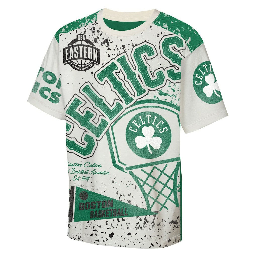 Cream Boston Celtics Outerstuff Youth Top Player All-Over-Print T-Shirt | NBA