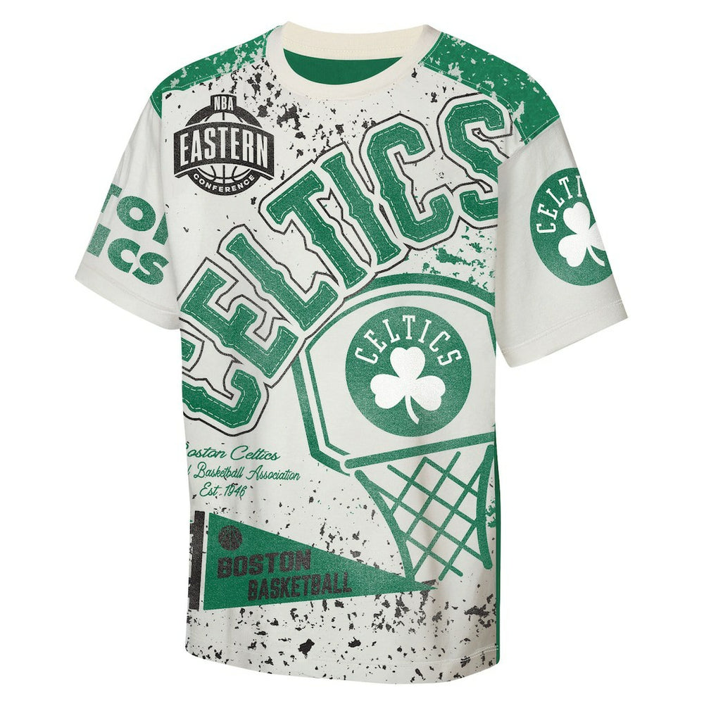 Cream Boston Celtics Outerstuff Youth Top Player All-Over-Print T-Shirt | NBA