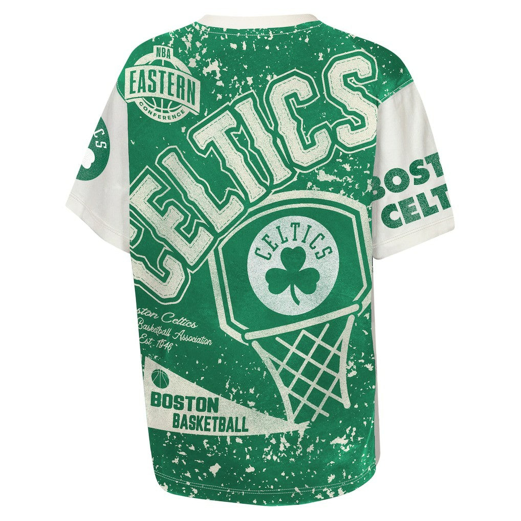 Cream Boston Celtics Outerstuff Youth Top Player All-Over-Print T-Shirt | NBA