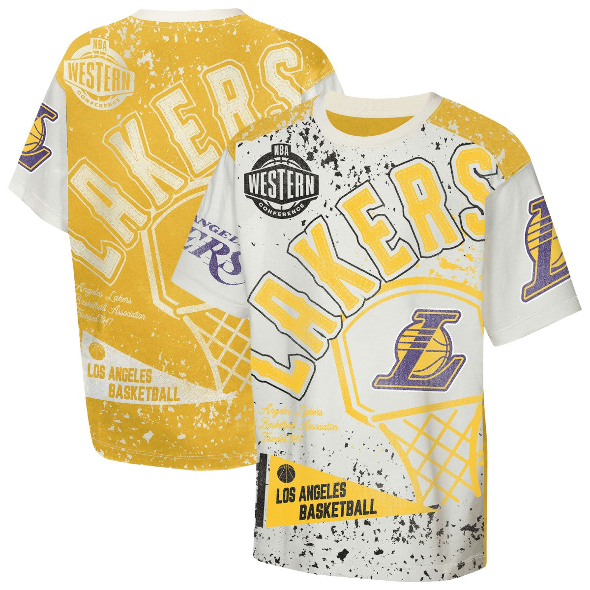 Cream Los Angeles Lakers Outerstuff Youth Top Player All-Over-Print T-Shirt | NBA