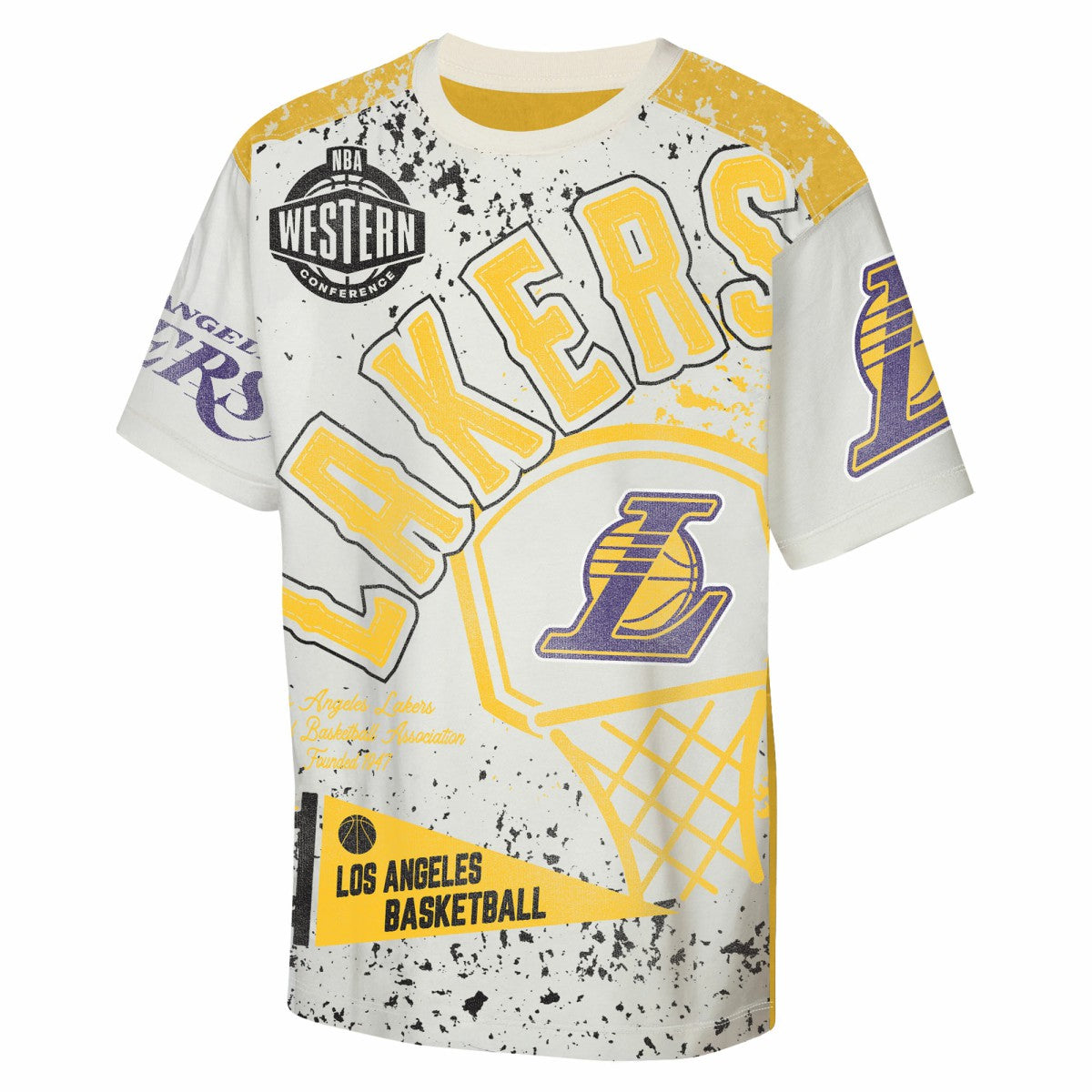 Cream Los Angeles Lakers Outerstuff Youth Top Player All-Over-Print T-Shirt | NBA
