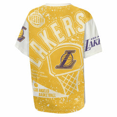 Cream Los Angeles Lakers Outerstuff Youth Top Player All-Over-Print T-Shirt | NBA