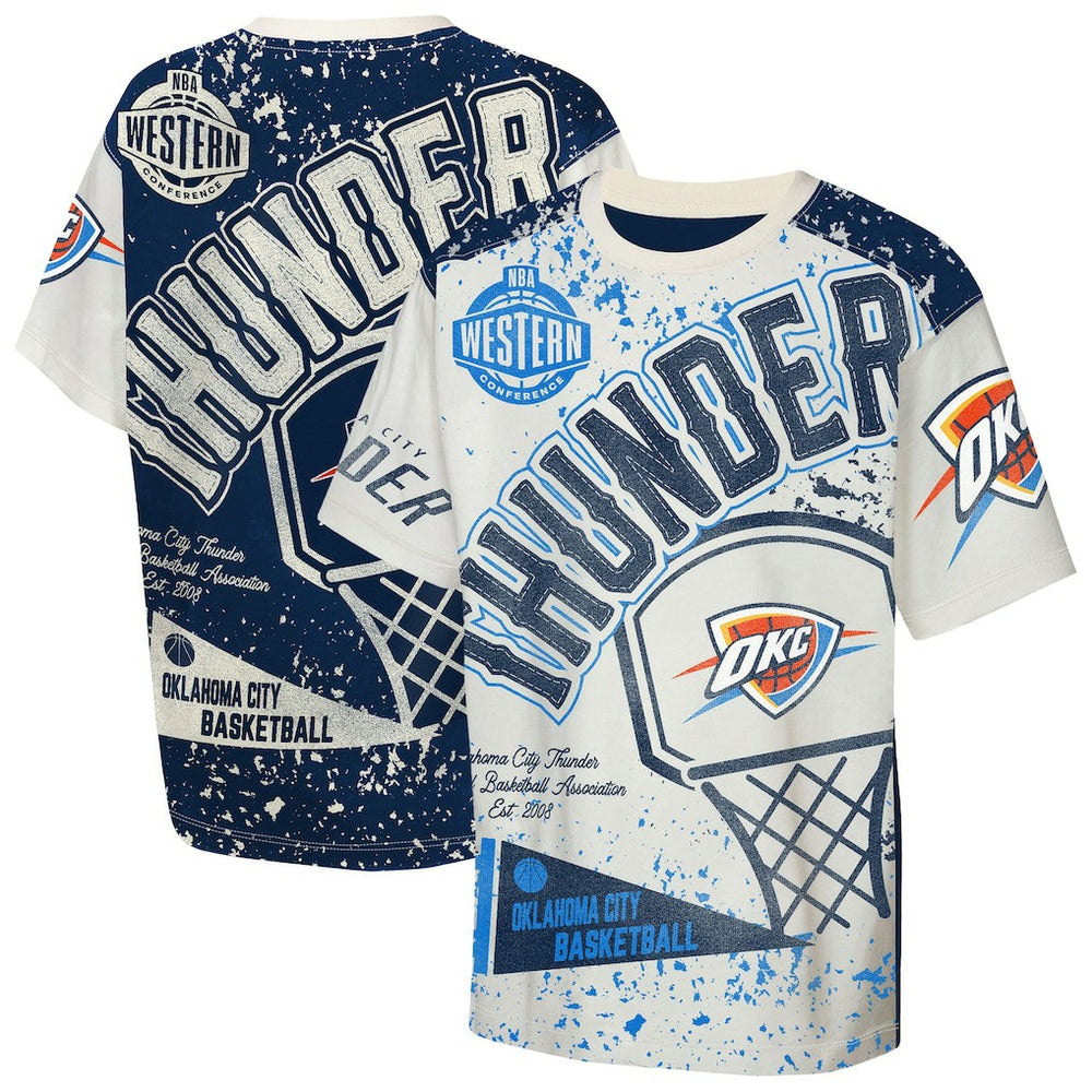 Cream Oklahoma City Thunder Outerstuff Youth Top Player All-Over-Print T-Shirt | NBA