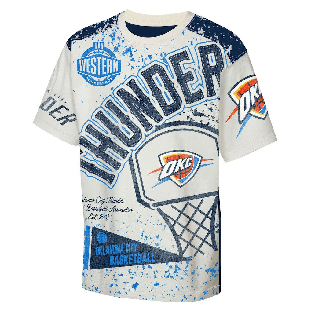 Cream Oklahoma City Thunder Outerstuff Youth Top Player All-Over-Print T-Shirt | NBA
