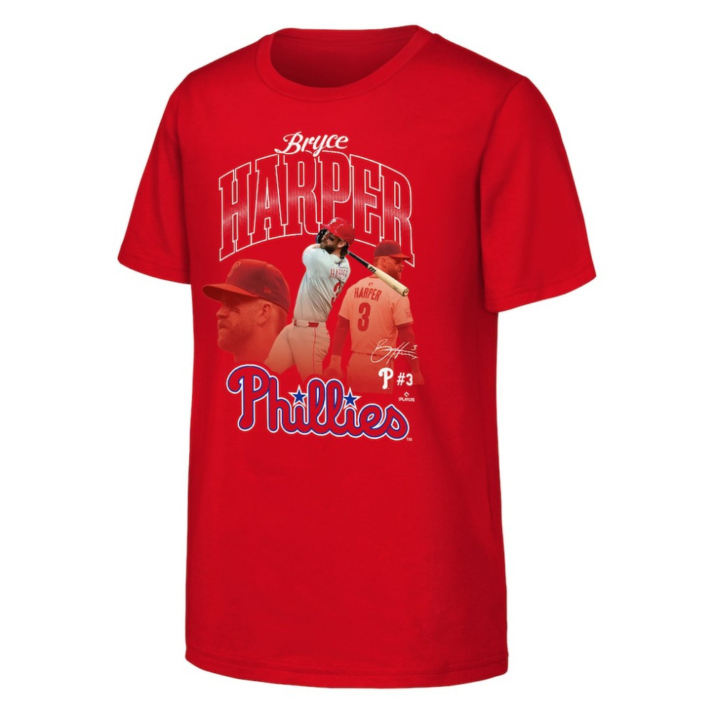Bryce Harper Philadelphia Phillies Outerstuff Youth Triple Player Graphic T-Shirt - MLB T-shirts