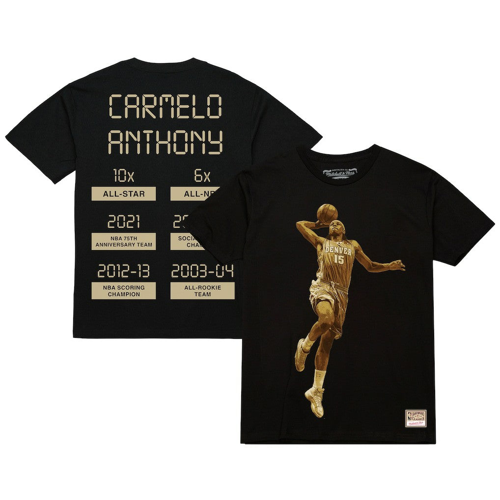 Carmelo Anthony Denver Nuggets Male Adult Black NBA ULTIMATE PLAYER GOLD TEE shop | NBA