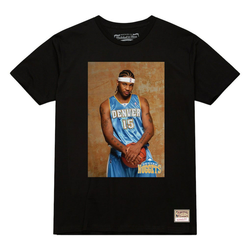 Black Carmelo Anthony Denver Nuggets Rookie Photo Name & Number T-Shirt sale | NBA