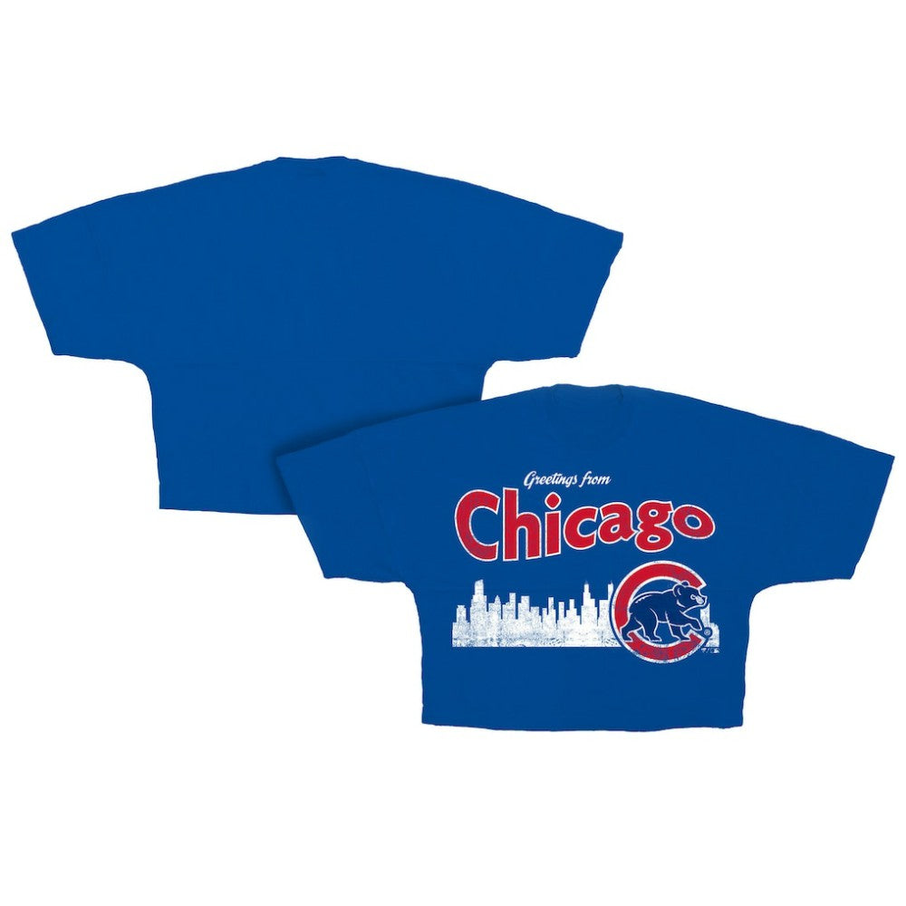 Chicago Cubs Fanatics Women's Skyline Cropped T-Shirt - MLB T-shirts