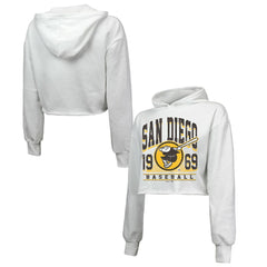 San Diego Padres Majestic Threads Women's Cropped Have A Field Day Tri-Blend Hoodie - MLB Hoodies