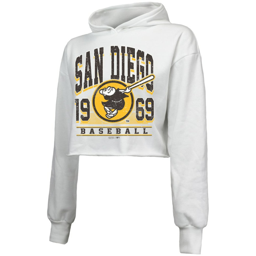 San Diego Padres Majestic Threads Women's Cropped Have A Field Day Tri-Blend Hoodie - MLB Hoodies