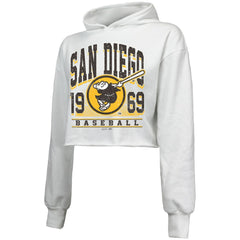San Diego Padres Majestic Threads Women's Cropped Have A Field Day Tri-Blend Hoodie - MLB Hoodies