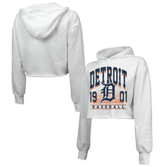 Detroit Tigers Majestic Threads Women's Cropped Have A Field Day Tri-Blend Hoodie - MLB Hoodies
