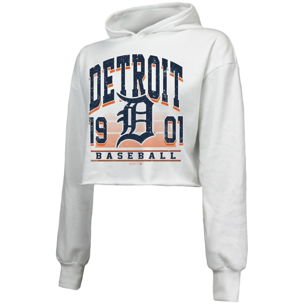 Detroit Tigers Majestic Threads Women's Cropped Have A Field Day Tri-Blend Hoodie - MLB Hoodies