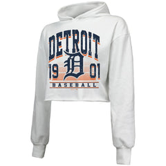 Detroit Tigers Majestic Threads Women's Cropped Have A Field Day Tri-Blend Hoodie - MLB Hoodies