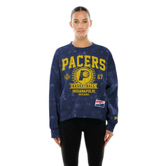 Navy Indiana Pacers Women's Throwback Collection Mineral Wash Crewneck Sweatshirt | NBA