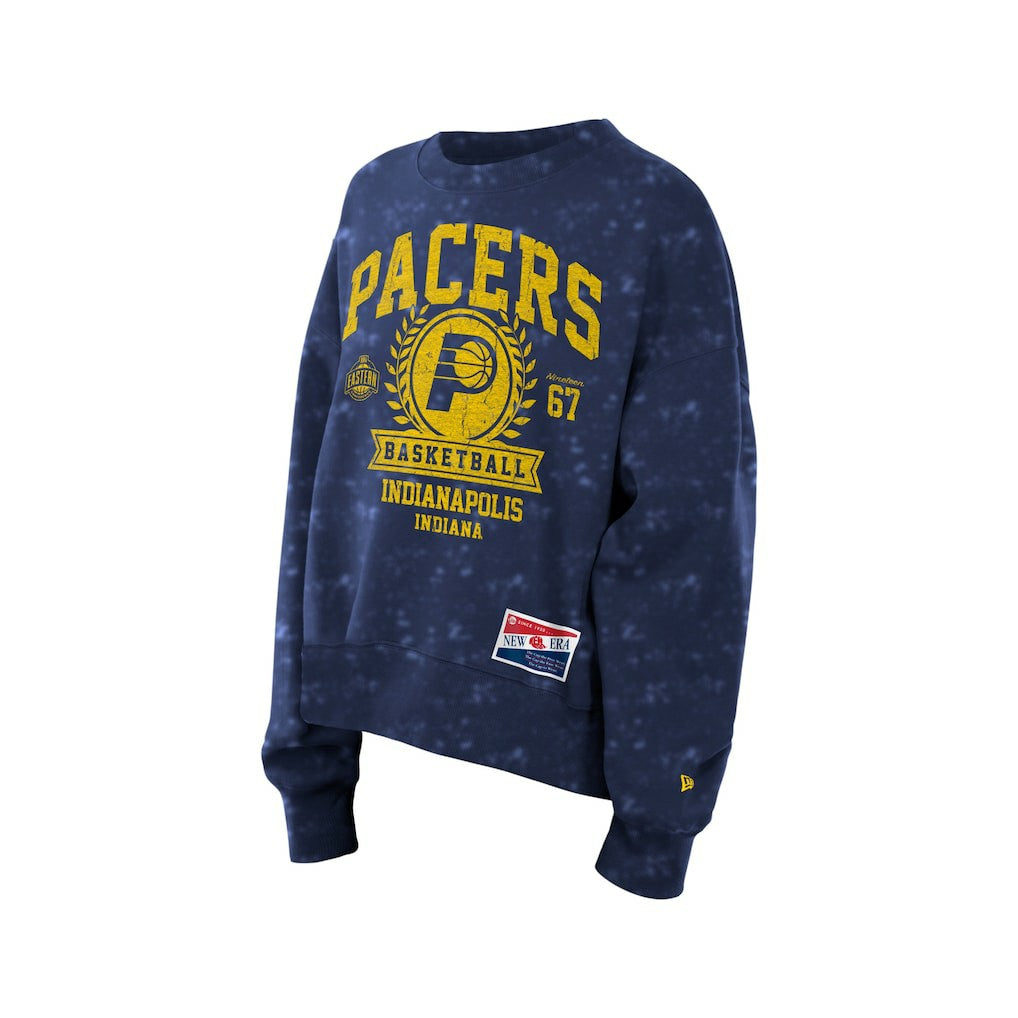 Navy Indiana Pacers Women's Throwback Collection Mineral Wash Crewneck Sweatshirt | NBA