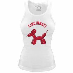 Cincinnati Reds Tiny Turnip Women's Fitted Balloon Dog Tri-Blend Tank Top - MLB Tanks