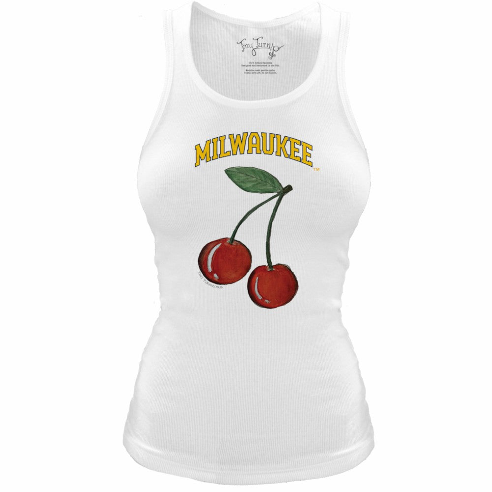 Milwaukee Brewers Tiny Turnip Women's Fitted Cherries Tri-Blend Tank Top - MLB Tanks