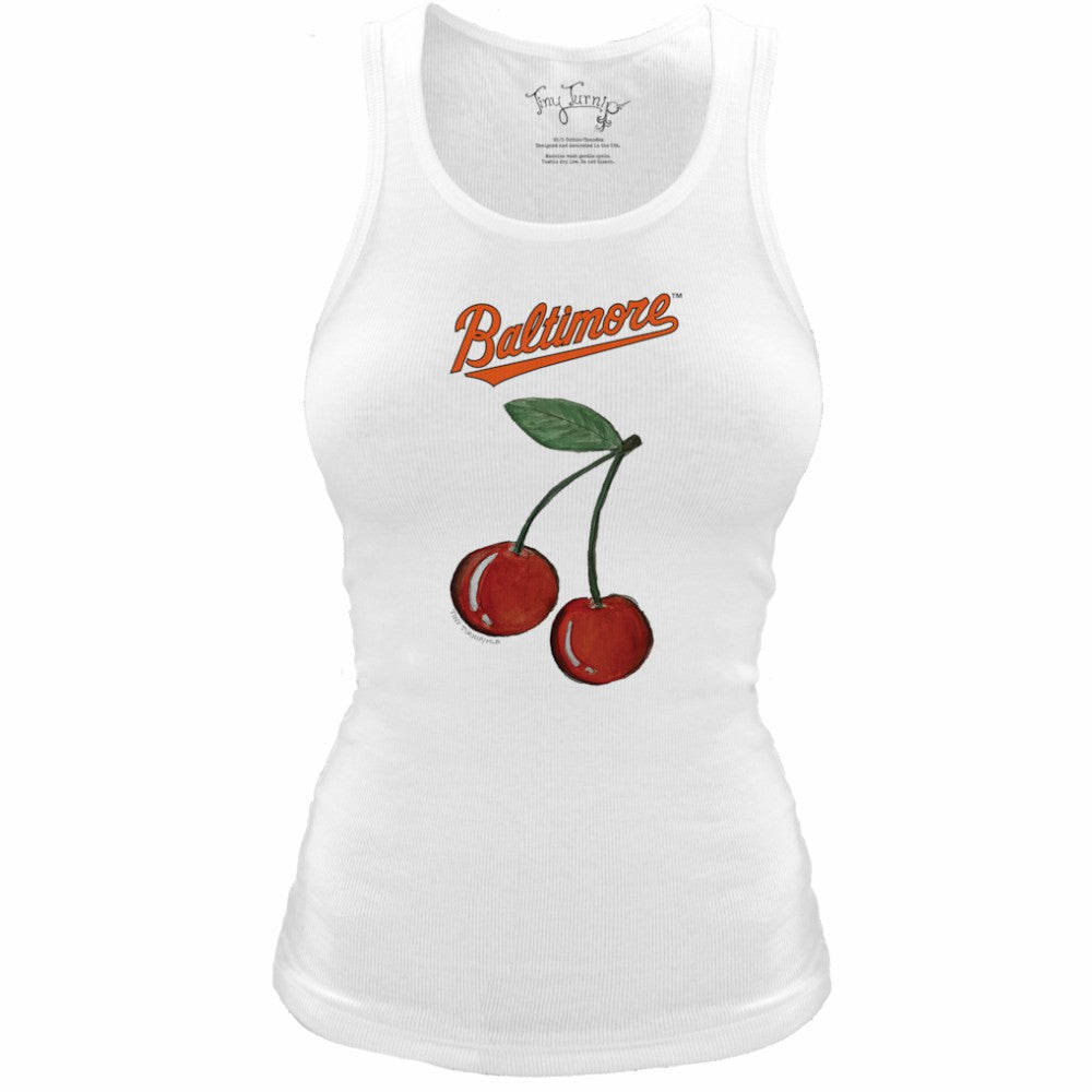 Baltimore Orioles Tiny Turnip Women's Fitted Cherries Tri-Blend Tank Top - MLB Tanks