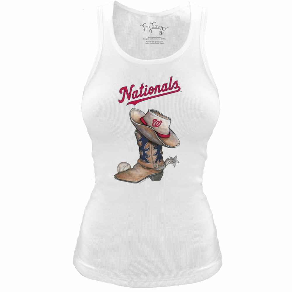 Washington Nationals Tiny Turnip Women's Fitted Vintage Cowboy Boot Tri-Blend Tank Top - MLB Tanks