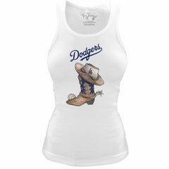 Los Angeles Dodgers Tiny Turnip Women's Fitted Vintage Cowboy Boot Tri-Blend Tank Top - MLB Tanks