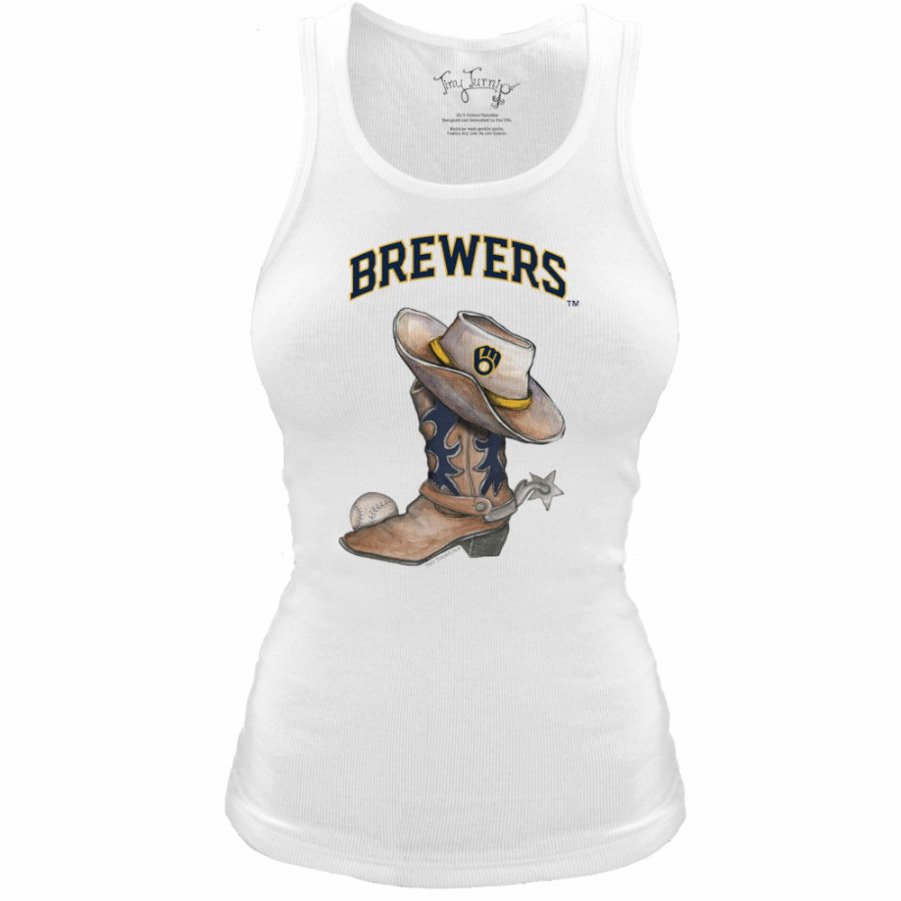 Milwaukee Brewers Tiny Turnip Women's Fitted Vintage Cowboy Boot Tri-Blend Tank Top - MLB Tanks